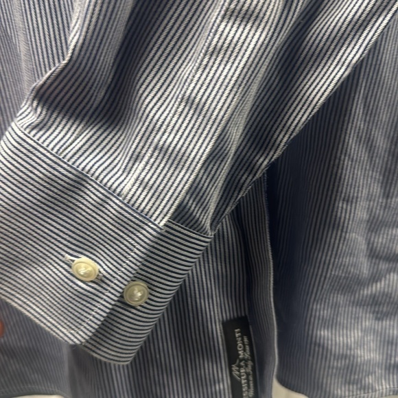 Men’s dress shirt BOSS sharp fit 16.5 34/35 dark blue/light blue stripe - Picture 3 of 4